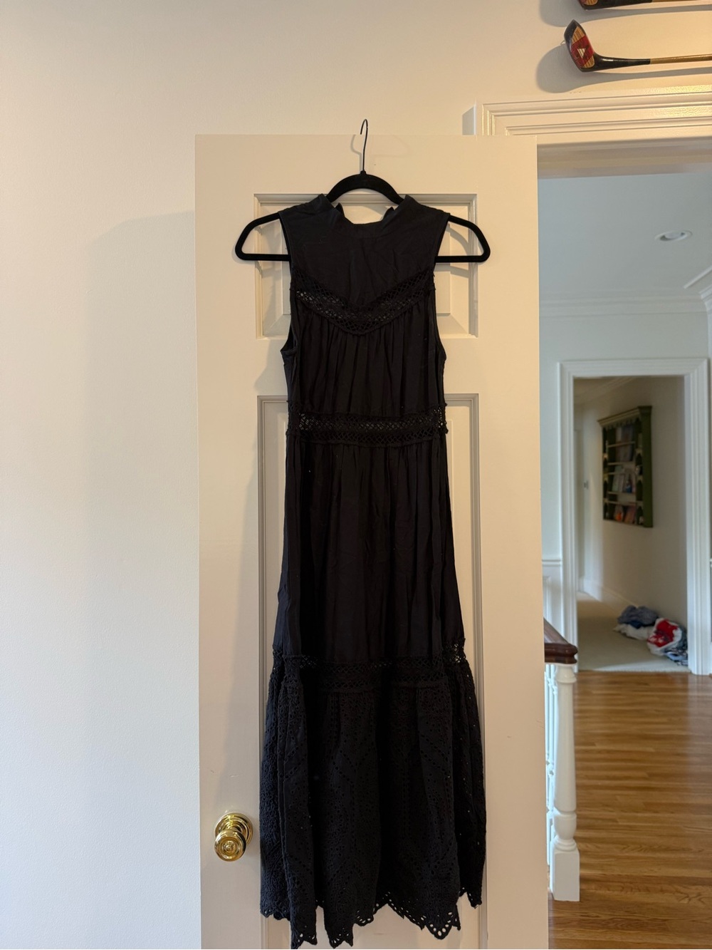 Topshop Black Sleeveless Eyelet Maxi Dress